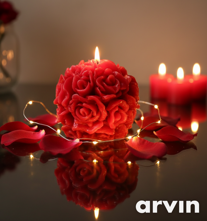 Rose Bunch Scented Candle | Hand-Crafted Red Roses with Sweet Fragrance