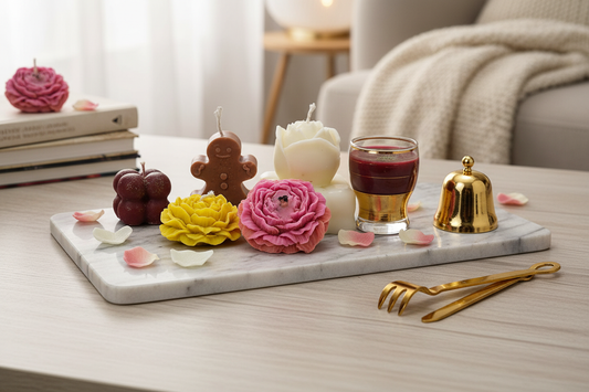 Pack of Three Scented Candles | Hand-Crafted Yellow, Pink & White Candles with Sweet Fragrance