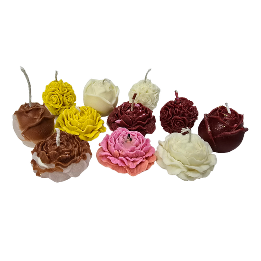 Pack of 11 Handcrafted Flower Candles – Soy Wax, Mixed Sweet Scents