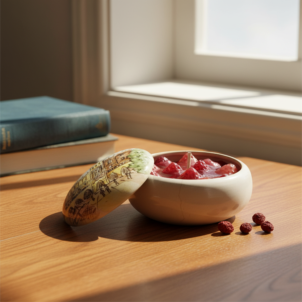 Handcrafted Cherry Scented Ceramic Candle – Gel & Soy Wax, Sweet Fragrance