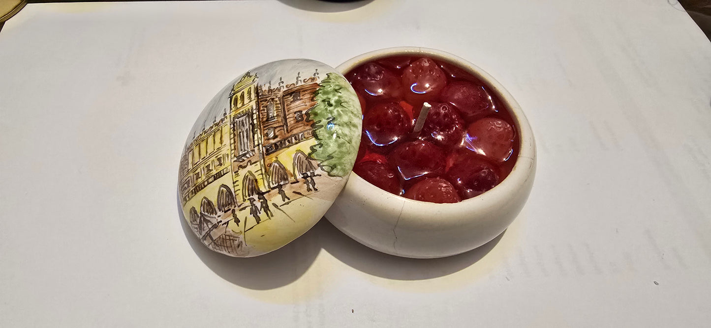 Handcrafted Cherry Scented Ceramic Candle – Gel & Soy Wax, Sweet Fragrance